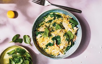 Orzo with chicken, spinach and basilĀ
