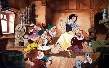 Snow White and the dwarves in the 1938 Disney version 