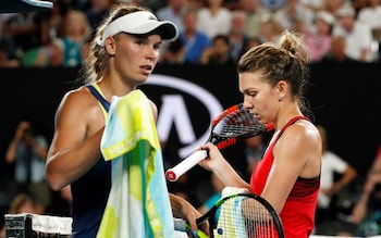 Wozniacki and Halep on court together