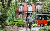 Couple Walking on Monterey Square, Savannah