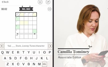 Telegraph Associate Editor Camilla Tominey  solving PlusWord with her PlusWord attempt shown on the right hand side