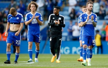 Leicester City's players applaud the crowd