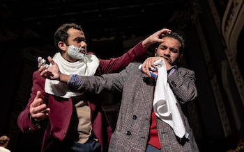Arshak Kuzikyan as Dr Bartolo and Oscar Castellino as Figaro  
