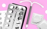 contraceptions on pink background