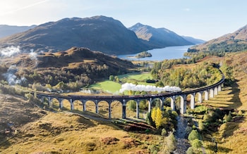 The Jacobite Steam Train crossing the Glenfinnan Viaduct