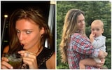 Annabel Fenwick Elliott drank a lot before her ADHD diagnosis (left); now, with her son Jasper (right) 