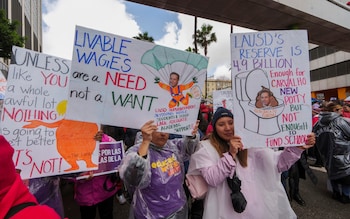 Los Angeles Unified School District teachers protesting 