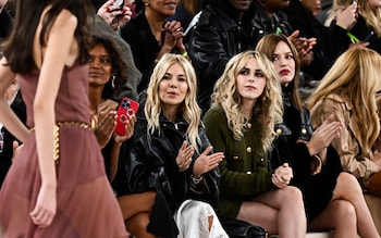 Sienna Miller, Tiernan Shipka and Georgia May Jagger at the Chloe catwalk show in Paris