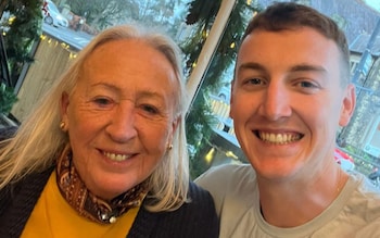 Harry Brook with his grandmother, Pauline