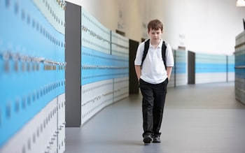 School pupil alone