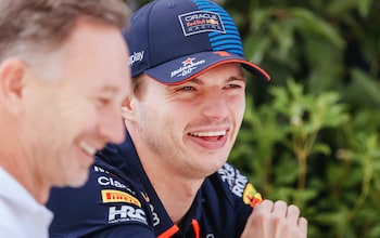 Max Verstappen and Christian Horner are all smiles at Albert Park