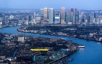 Skyscrapers in the Canary Wharf financial, business and shopping district