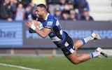 Joe Cokanasiga scores Bath's second try against Sale Sharks