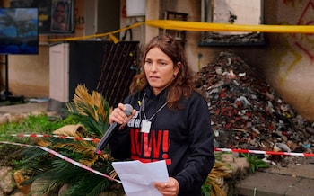 Amit Soussana, who was sexually assaulted by a Hamas guard. returns to her destroyed home at the Kibbutz Kfar Azza 